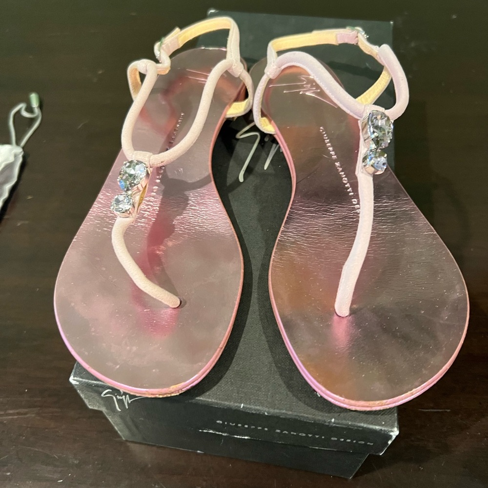 Soft Pink Thong Sandals with Adjustable Ankle Strap